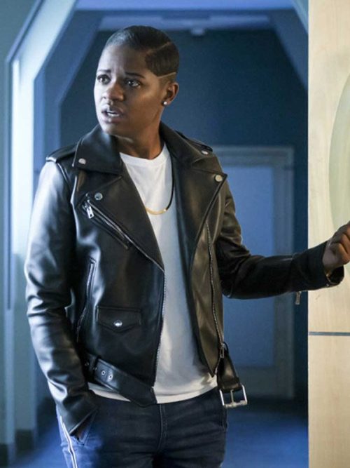 Tamia Cooper All American Bre-Z Black Biker Leather Jacket