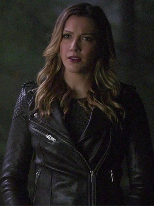 Arrow Season 5  Laurel Lance Black Biker Leather Jacket