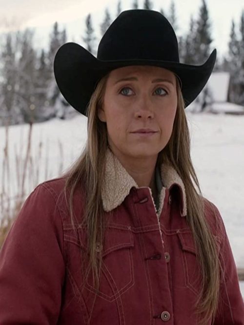 Heartland S14 Amy Fleming Red Shearling Jacket