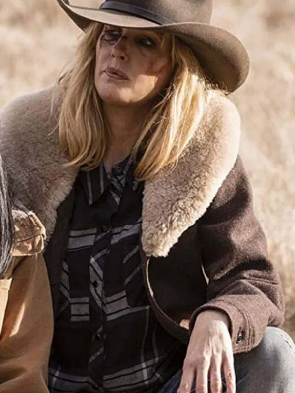 Pure Wool Yellowstone Beth Dutton Shearling Coat - Image 3