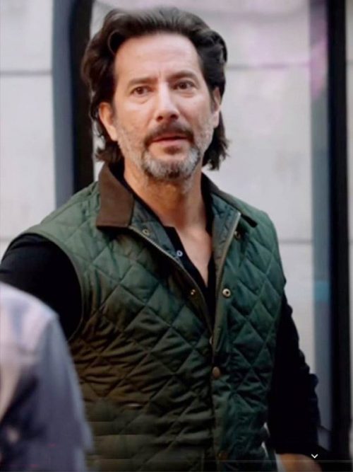 Henry Ian Cusick MacGyver Russ Taylor Green Quilted Vest