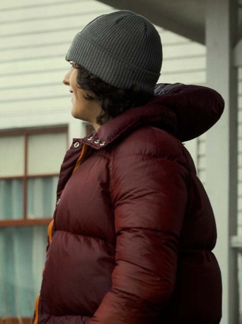 Superman and Lois Jordan Kent Maroon Puffer Jacket