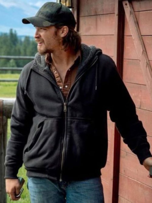 Luke Grimes Yellowstone Black Hoodie Jacket