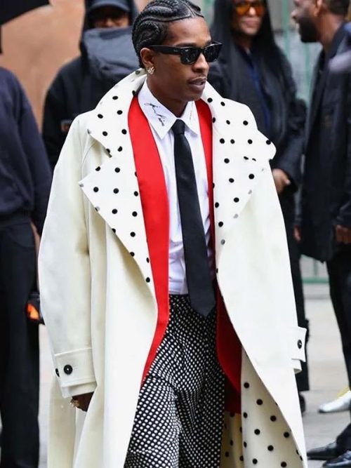ASAP Rocky Inspired Polka Dot White Coat