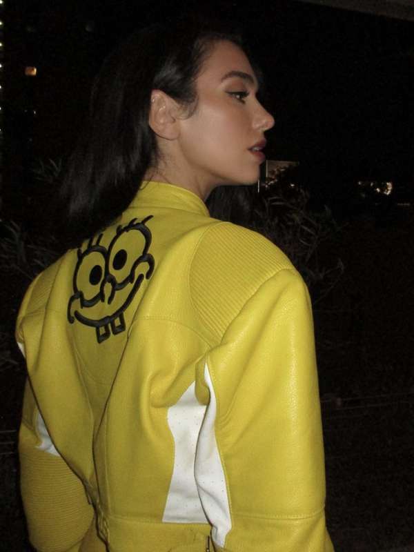 Dua Lipa Spongebob Yellow Leather Jacket - Image 2