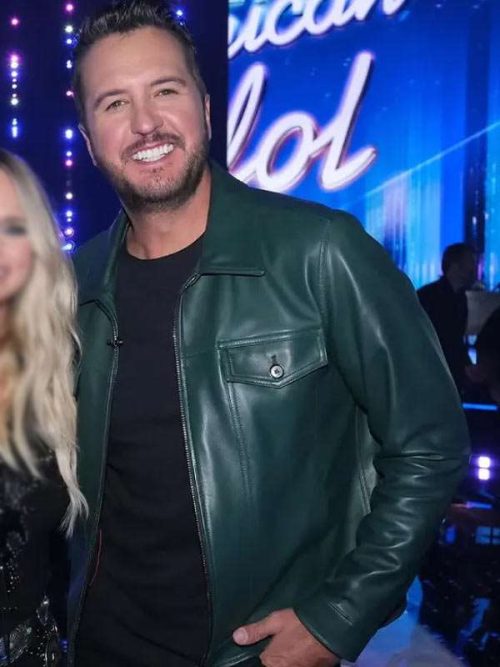 American-Idol-2025-Luke-Bryan-Green-Leather-Jacket