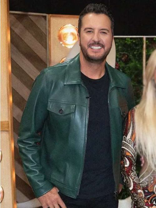 American-Idol-2025-Luke-Bryan-Green-Leather-Jacket