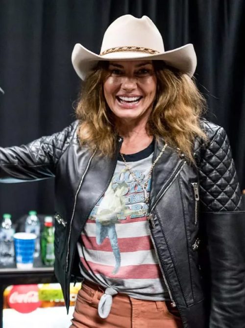 CMA Fest Faith Hill Black Leather Jacket