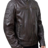 Cafe Racer Brown Motorcycle Leather Jacket