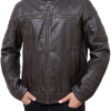 Cafe Racer Brown Motorcycle Leather Jacket
