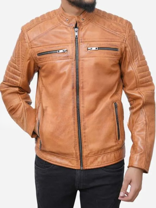 Cafe Racer Distressed Brown Leather Jacket