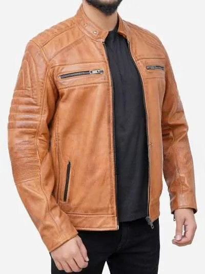 Cafe Racer Distressed Brown Leather Jacket