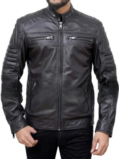 Padded-Black-Vintage-Leather-Motorcycle-Jacket