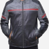 Grey Vintage Cafe Racer Leather Jacket