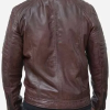 Men Brown Padded Leather Motorcycle Jacket