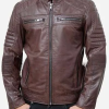 Men Brown Padded Leather Motorcycle Jacket