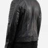 Men Cafe Racer Quilted Black Motorcycle Leather Jacket