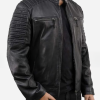 Men Cafe Racer Quilted Black Motorcycle Leather Jacket