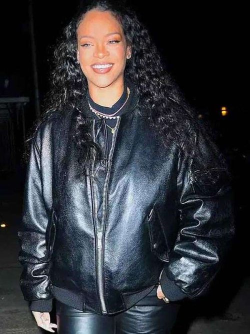 NYC Rihanna Black Leather Jacket