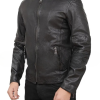 Snap tab Collar Style Biker Leather Jacket For Mens