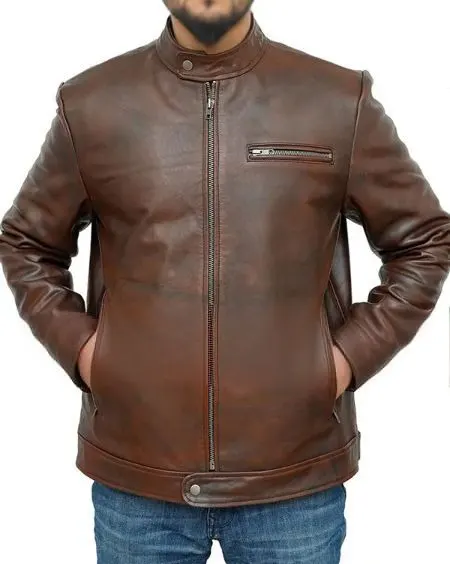 Stylish Brown Leather Biker Jacket