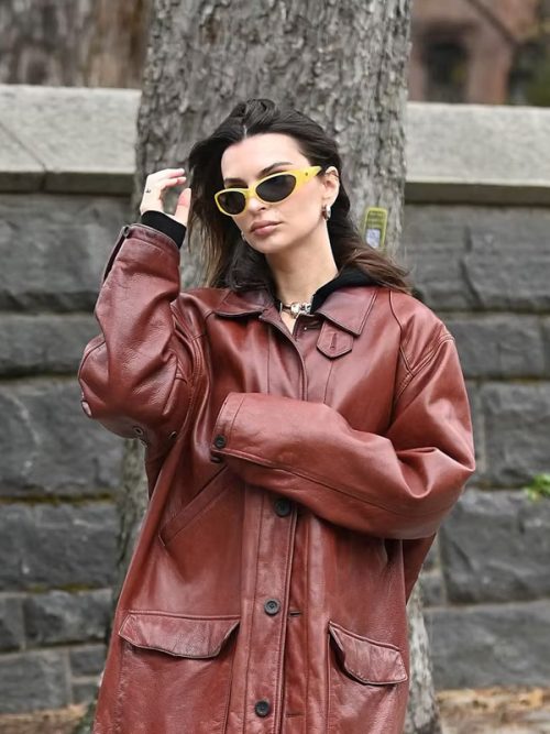 Burgundy Emily Ratajkowski Inspired Jacket