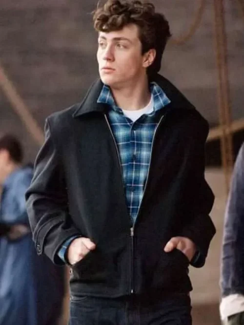Men's Black Wool Jacket - Aaron Taylor-Johnson Style